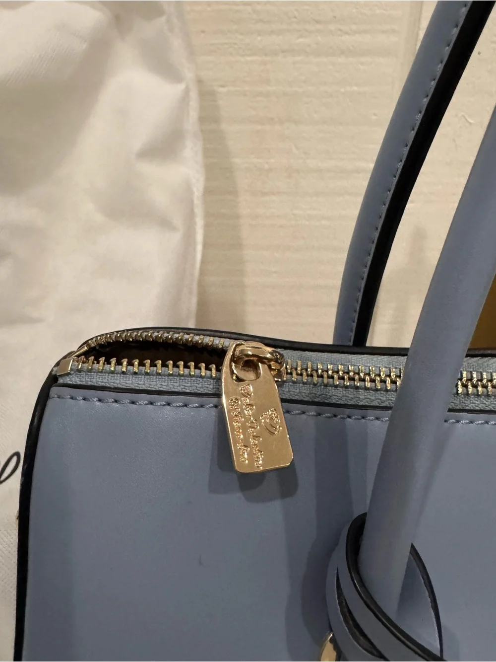 Italian Blue Leather Top-Handle Satchel with Detachable Strap